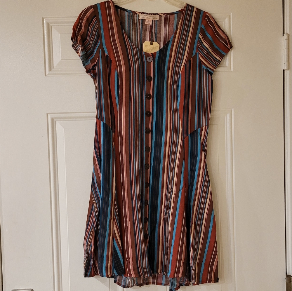BOG Collective Striped Corset Short Sleeve Dress